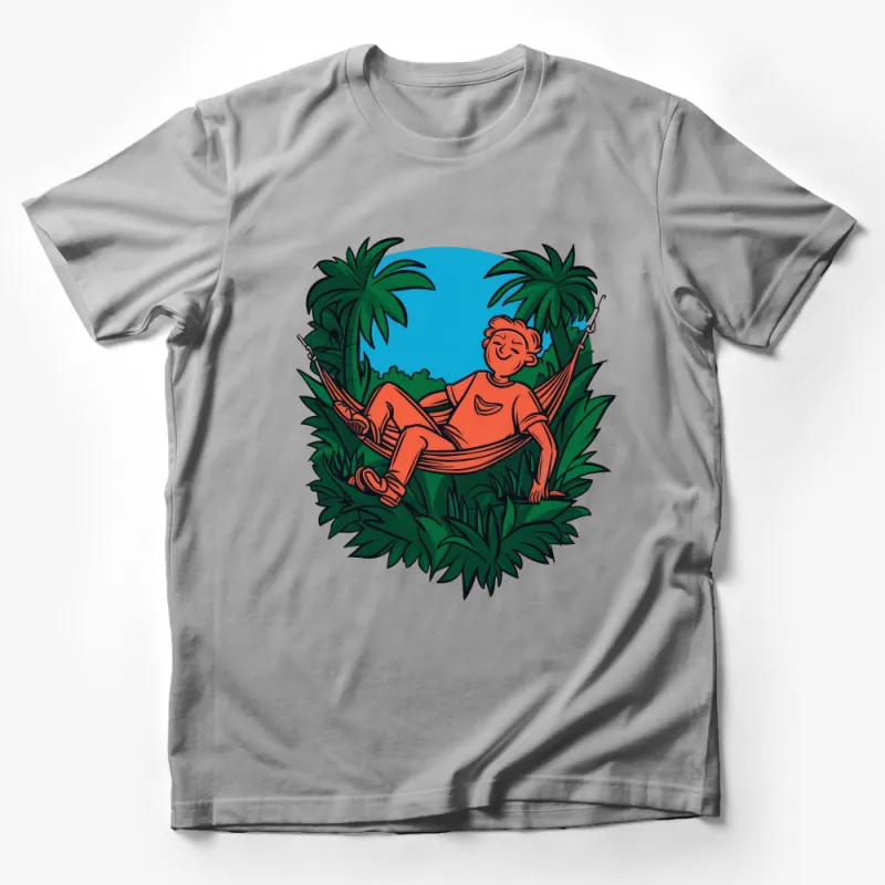 Tropical Relaxation T-Shirt, Hammock Chill Vibes Tee, Summer Beachwear, Casual Vacation Clothing, Unisex Graphic Shirt Male T-Shirt