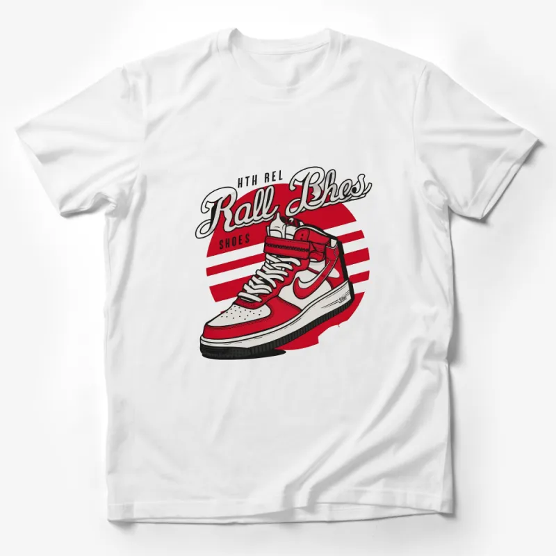 Vintage Style Sneaker T-Shirt, Retro Basketball Shoe Graphic Tee, Casual Streetwear Fashion Top Male T-Shirt