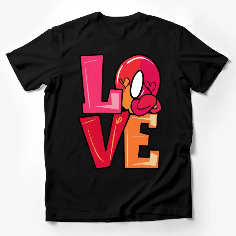 Love Graphic T-Shirt, Bold Text with Hearts, Unisex Tee, Casual Streetwear, Fashionable Apparel, Gift for Him and Her, All Sizes Male T-Shirt