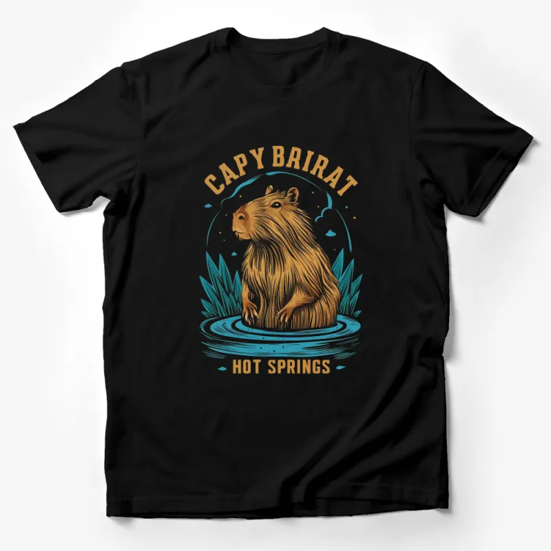 Capybara Hot Springs Graphic Tee, Unisex Animal Lover T-Shirt, Unique Nature Inspired Shirt Male T-Shirt