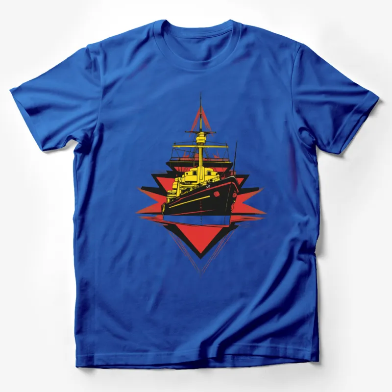 Retro Trawler Boat T-Shirt, Nautical Ocean Vessel Graphic Tee, Unisex Maritime Apparel, Casual Beachwear, Vintage Ship Design Top Male T-Shirt