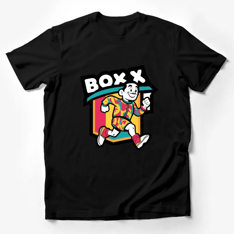 Vintage Cartoon Boxer Running Graphic Tee, Colorful Retro Style T-Shirt, Fun Casual Unisex Shirt, Gift for Boxing Fans Male T-Shirt