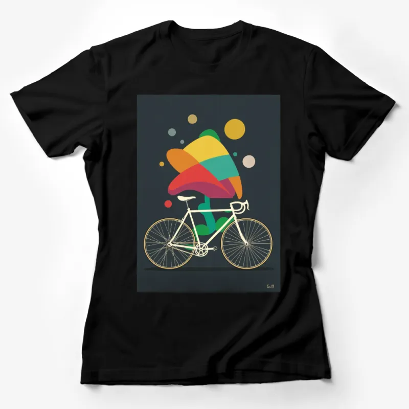 Abstract Art Bicycle T-Shirt, Colorful Bike Graphic Tee, Modern Cyclist Apparel, Unisex Casual Wear, Gift for Bike Lovers Female T-Shirt