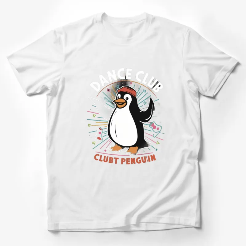 Cute Penguin Dance Club T-Shirt, Colorful Unisex Graphic Tee, Fun Party Animal Casual Wear Male T-Shirt