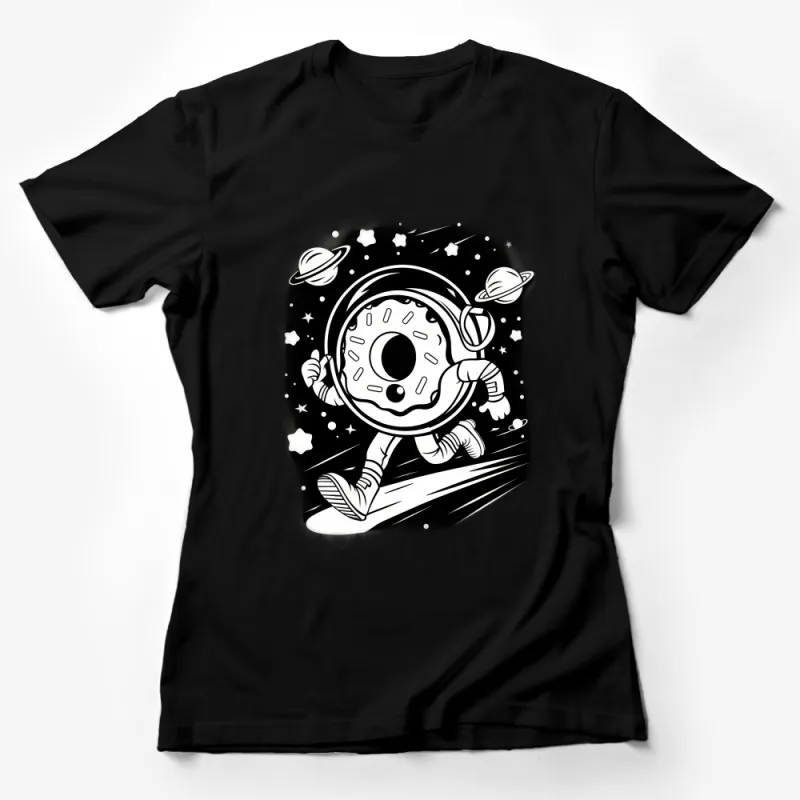 Space Donut Astronaut T-Shirt, Unisex Graphic Tee, Fun Space-Themed Clothing, Casual Cosmic Shirt for Foodies Female T-Shirt