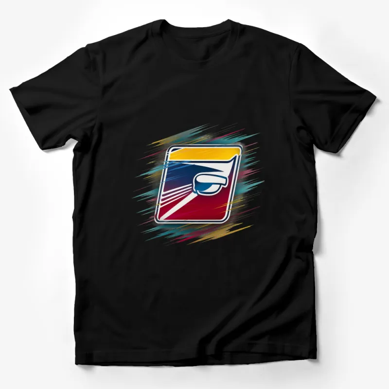 Unique Abstract Art T-Shirt Design with Colorful Streaks and Modern Style Male T-Shirt