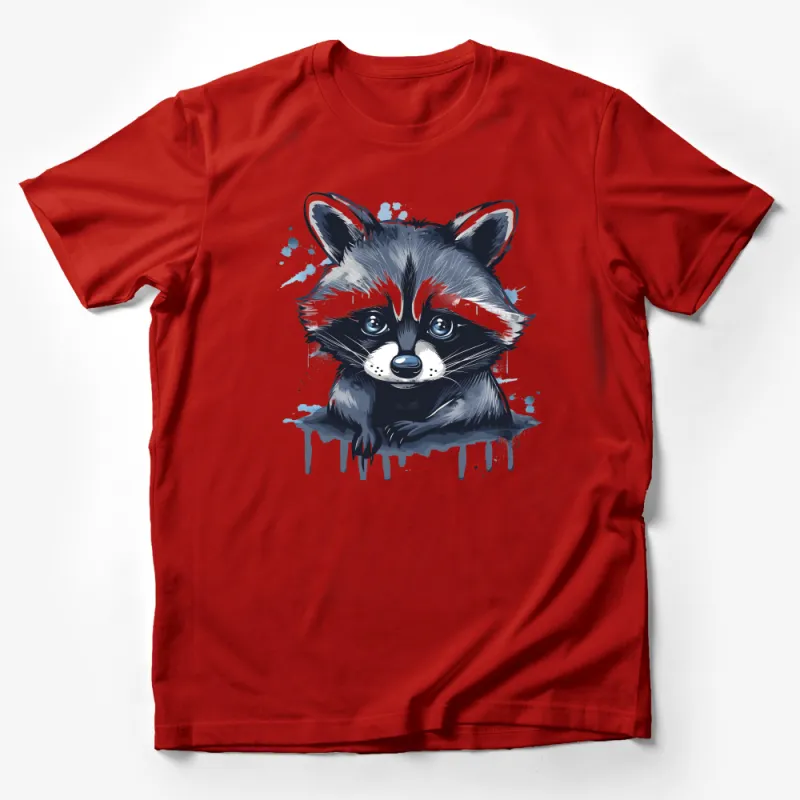 Watercolor Blue Raccoon Graphic T-Shirt, Unisex Modern Wildlife Art, Vibrant Nature Inspired Tee Male T-Shirt