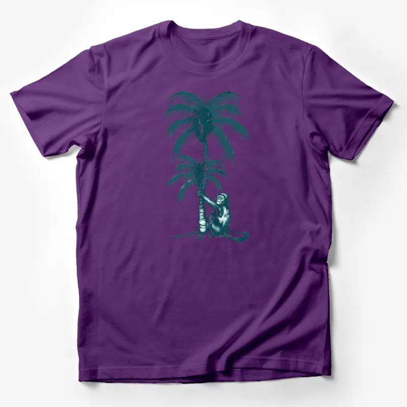 Tropical Monkey T-Shirt, Beach Palm Tree Graphic Tee, Casual Summer Vacation Clothing, Unisex Nature Inspired Shirt Gift Male T-Shirt