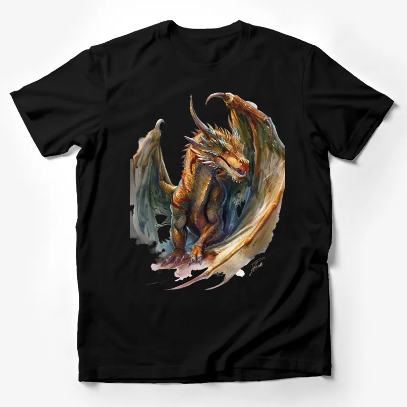 Fantasy Dragon Graphic T-Shirt, Unisex Mythical Creature Tee, Fire Dragon Art, Unique Monster Design Shirt, Gift for Fantasy Lovers Male T-Shirt