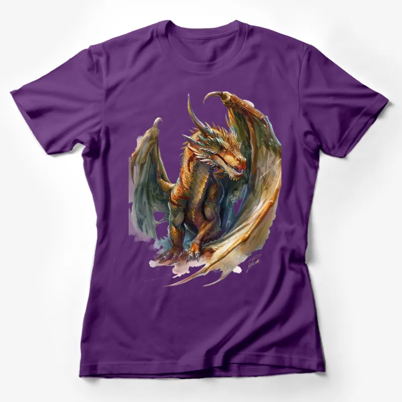 Fantasy Dragon Graphic T-Shirt, Unisex Mythical Creature Tee, Fire Dragon Art, Unique Monster Design Shirt, Gift for Fantasy Lovers Female T-Shirt