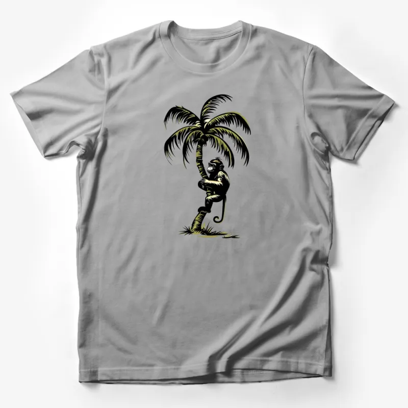 Tropical Monkey Palm Tree T-Shirt, Summer Beach Tee, Casual Unisex Graphic Shirt, Vacation Outfit, Nature Inspired Clothing Male T-Shirt