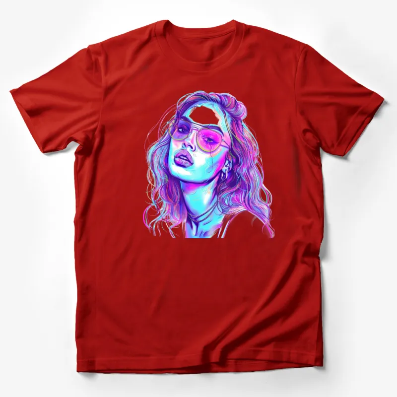 Neon Woman Portrait T-Shirt, Vibrant Colorful Pop Art Tee, Trendy Summer Streetwear, Unisex Fashion Top, Hipster Clothing, Cool Graphic Shirt Male T-Shirt