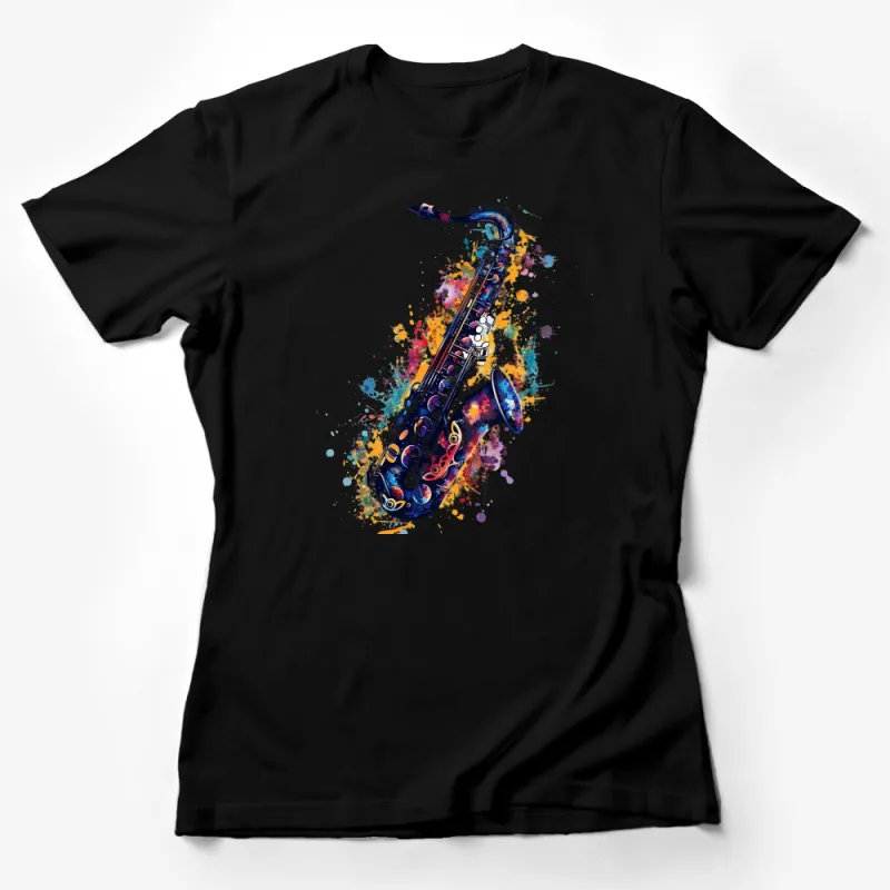 Colorful Saxophone T-Shirt, Abstract Jazz Musician Tee, Artistic Sax Graphic Shirt, Unisex Music Lover Gift Apparel Female T-Shirt