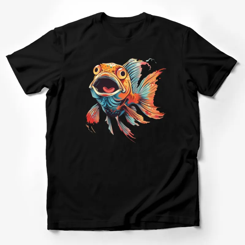 Colorful Fish T-Shirt, Artistic Aquarium Life Tee, Vibrant Fish Illustration, Ocean Animal Graphics, Fun Wildlife Shirt, Gift for Fish Lovers Male T-Shirt