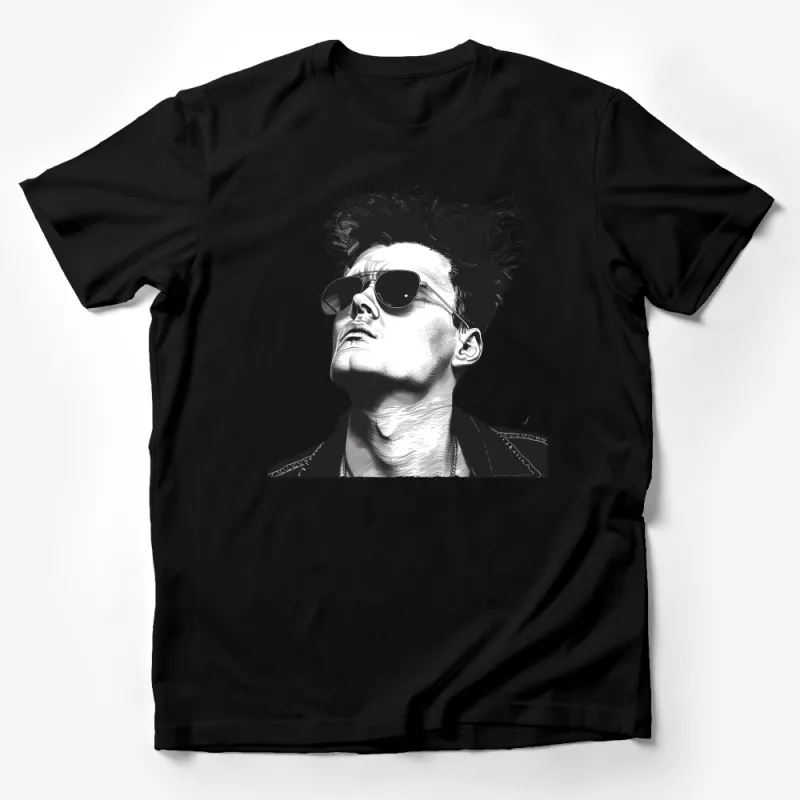 Stylish Vintage Rocker with Sunglasses Graphic T-Shirt, Unisex Fashion Statement Tee Male T-Shirt