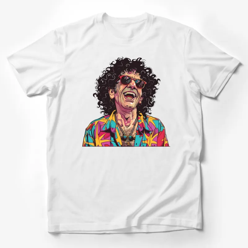 Colorful Retro Style Laughing Man T-Shirt, Vintage-Inspired Vibrant Graphic Tee, Unisex Summer Fashion Top Male T-Shirt