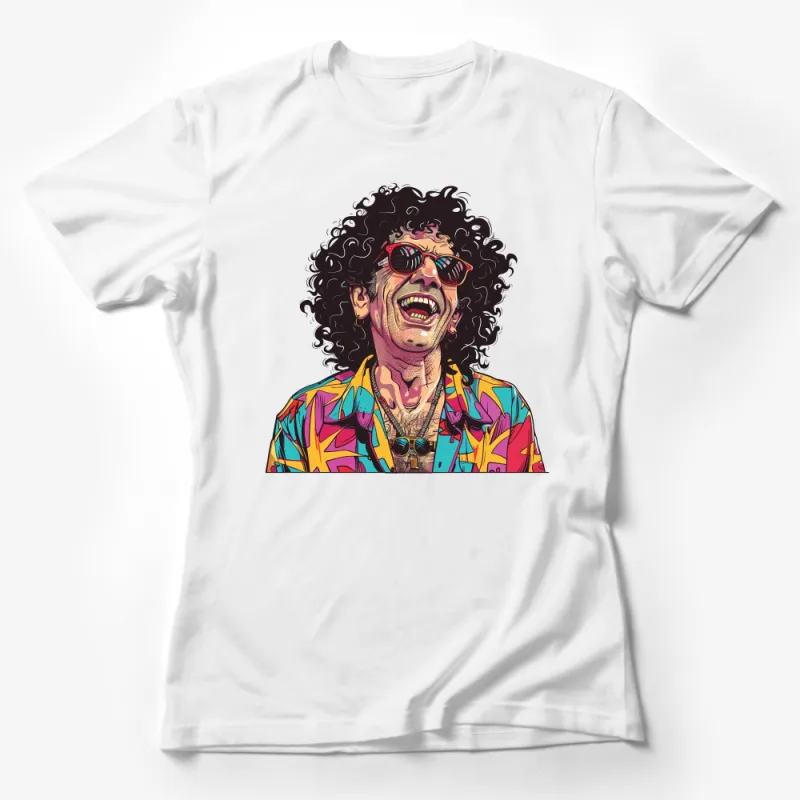 Colorful Retro Style Laughing Man T-Shirt, Vintage-Inspired Vibrant Graphic Tee, Unisex Summer Fashion Top Female T-Shirt