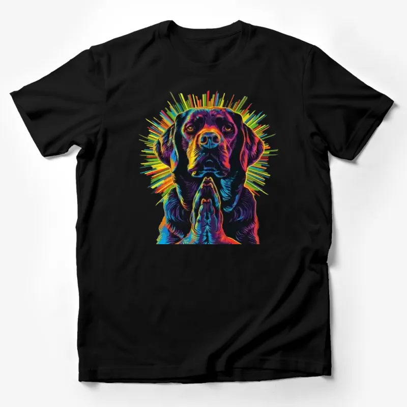 Vibrant Rainbow Dog T-Shirt, Colorful Labrador Retriever Art Tee, Unisex Pet Lover Graphic Shirt, Unique Animal Design Top for Adults Male T-Shirt