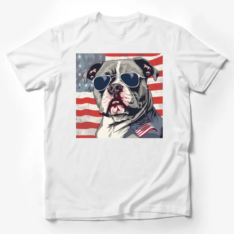 Patriotic Bulldog With Sunglasses USA Flag T-Shirt, Cool Dog Lover American Pride Tee Male T-Shirt