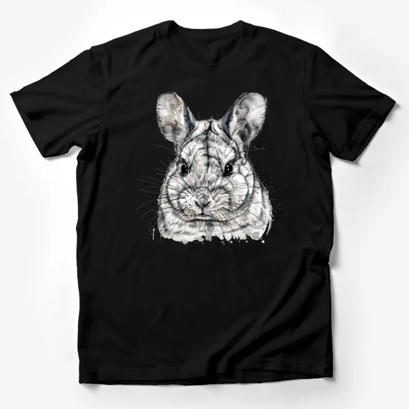 Hand-Painted Watercolor Bunny T-Shirt, Cute Rabbit Lover Tee, Animal Art Graphic Shirt for All Ages Male T-Shirt