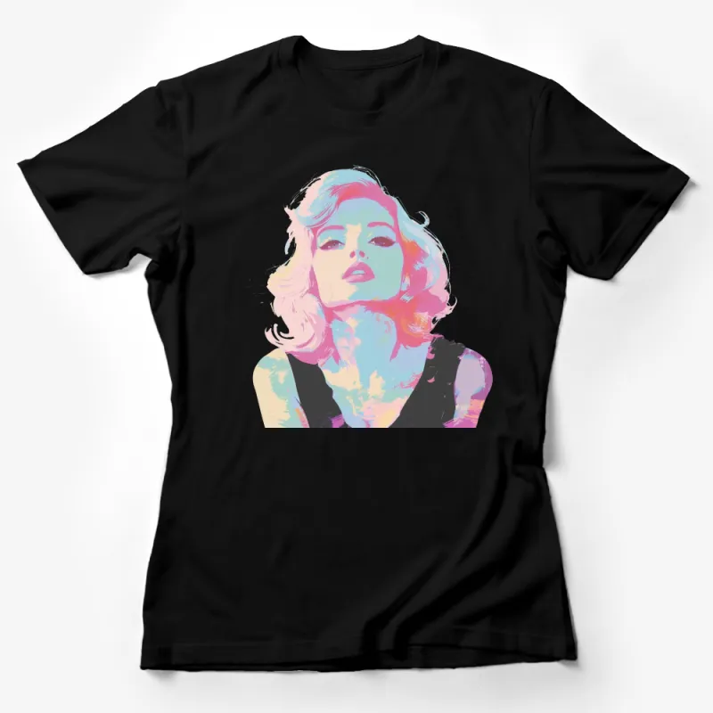 Vibrant Pop Art Style Woman Portrait T-Shirt, Colorful Fashion Tee, Urban Artistic Shirt, Gift for Art Lovers Female T-Shirt