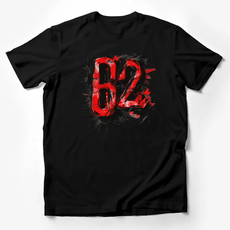 Bold Red and Black 82 Racing Number Graphic T-Shirt for Motorsport Fans Male T-Shirt