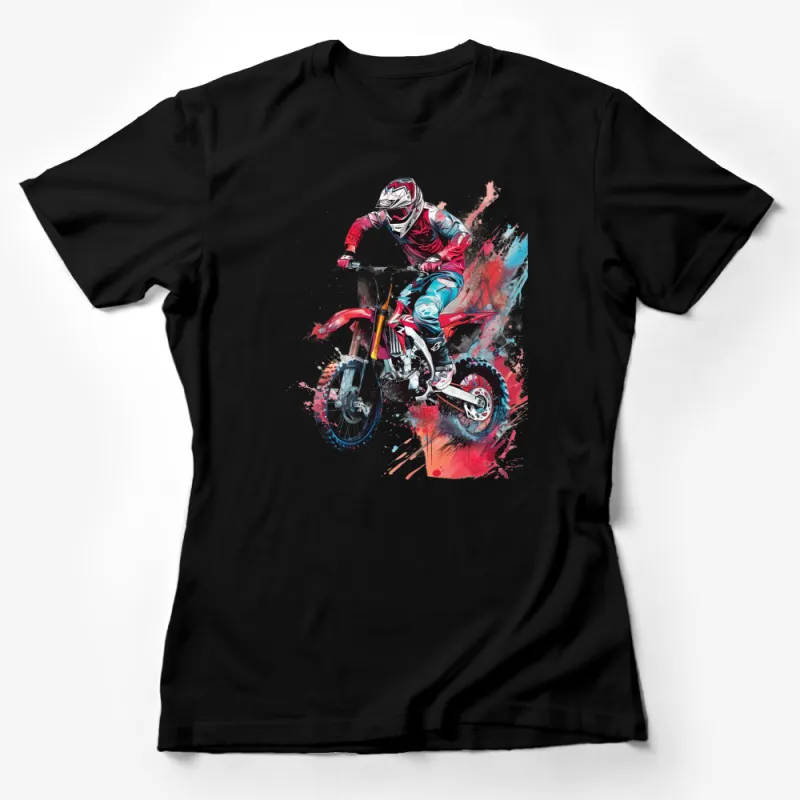 Motocross Madness Colorful Explosion Dirt Bike Rider Unisex T-Shirt Female T-Shirt