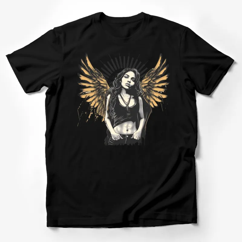 Angel Wings Sunburst Graphic Tee, Stylish Women's Fashion T-Shirt, Casual Summer Streetwear Top, Unique Designer Illustration Shirt Male T-Shirt