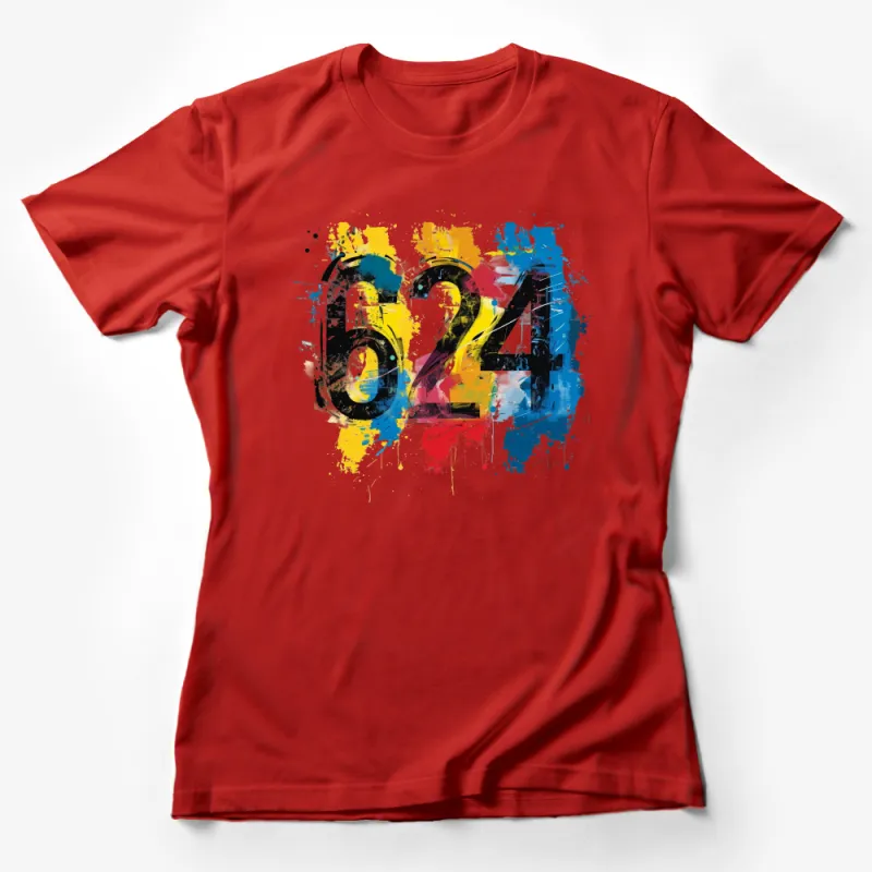 Abstract 624 Graphic T-Shirt, Colorful Paint Splatter Design, Unisex Casual Wear, Artistic Tee for All Female T-Shirt