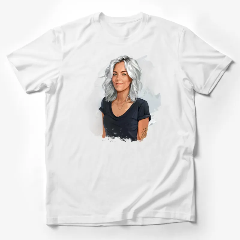 Stylish Woman Graphic Tee, Casual Portrait Printed T-Shirt, Trendy Fashion Top, Unique Artistic Design, Gift for Her Male T-Shirt