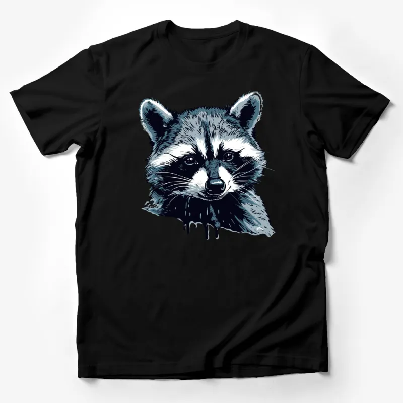 Unique Raccoon Face Graphic Tee, Unisex Animal Print Shirt, Hipster Wildlife T-Shirt, Nature Lover Gift Apparel, Casual Wear Top Male T-Shirt