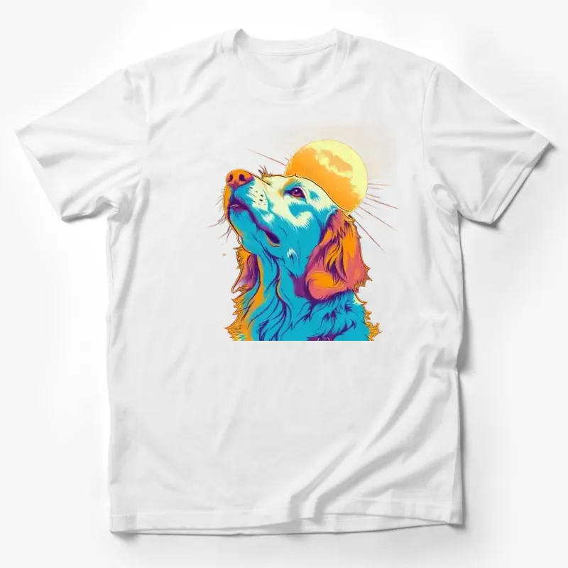 Vibrant Golden Retriever Dog with Sun Illustration Unisex T-Shirt Male T-Shirt