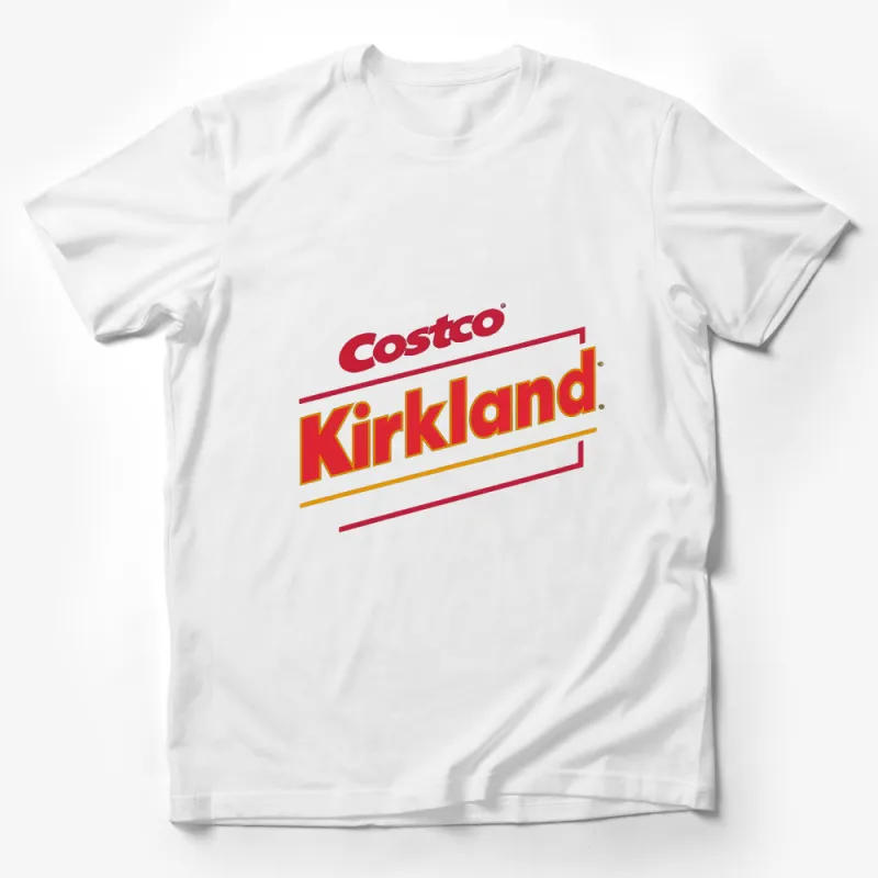 Kirkland Signature Logo Red and Yellow T-Shirt, Unisex Costco Brand Tee, Casual Wear Graphic Top Male T-Shirt