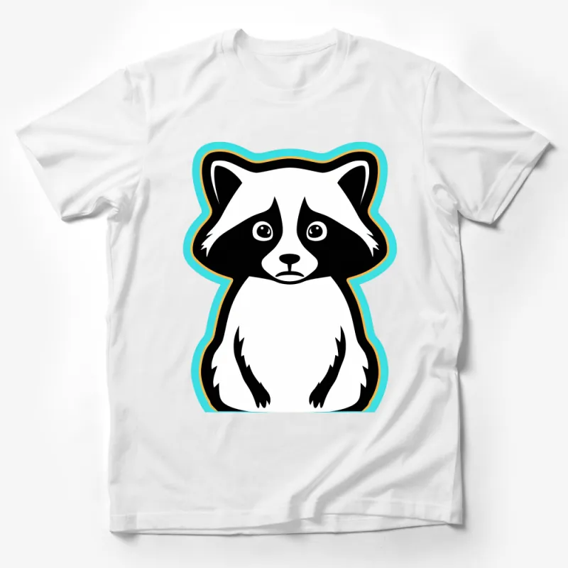 Cute Cartoon Raccoon Face with Colorful Outline T-Shirt for All Ages Male T-Shirt