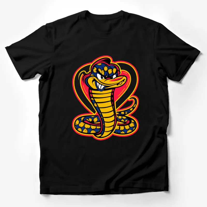 Cool Cobra Cartoon Print T-Shirt, Unisex Cotton Tee, Vibrant Animal Graphic, Casual Streetwear, Unique Gift Idea, All Sizes Male T-Shirt