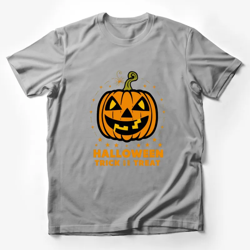 Halloween Trick or Treat Pumpkin T-Shirt, Spooky Jack-o'-Lantern Tee, Unisex Fall Shirt, October Holiday Apparel Male T-Shirt