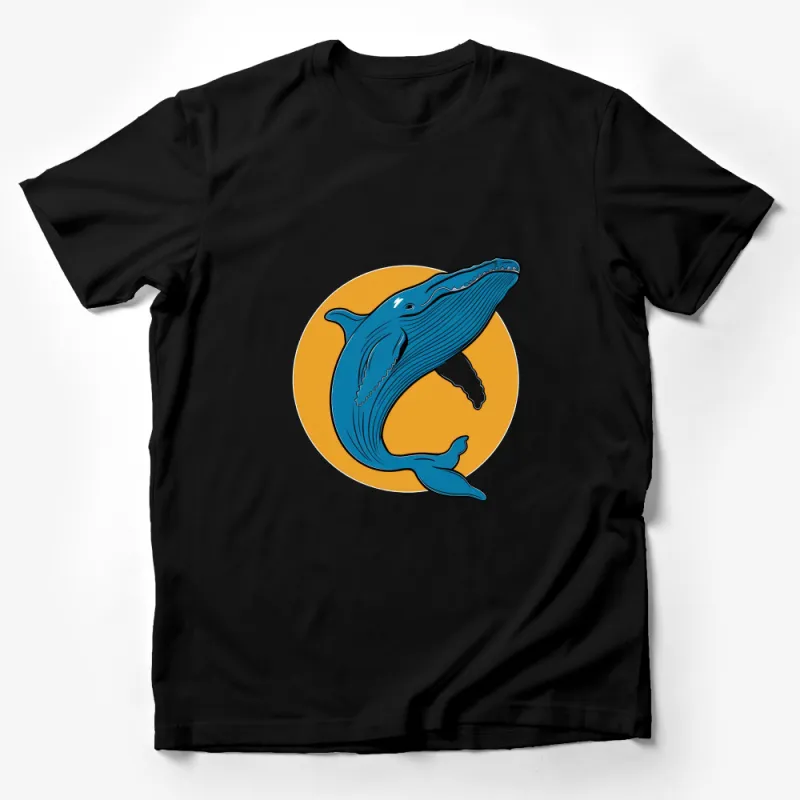 Playful Blue Whale Graphic T-Shirt, Ocean Lover Summer Casual Wear, Unisex Cotton Tee Male T-Shirt