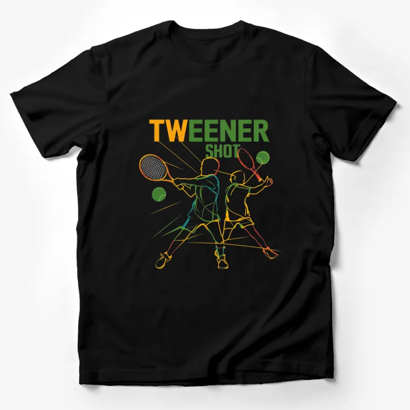 Tennis Graphic Tee, Retro Style Tweener Shot T-Shirt, Unisex Casual Sportswear, Vintage Tennis Player Clothing Male T-Shirt