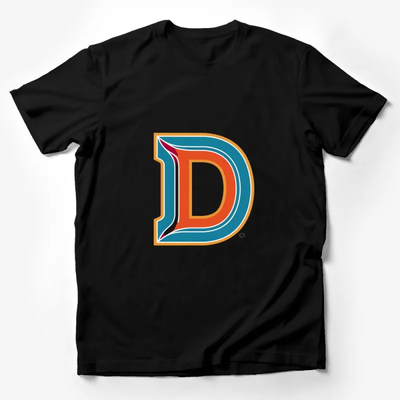 Vintage Letter D Typography Bold Graphic T-Shirt, Retro Alphabet Initial Tee Male T-Shirt