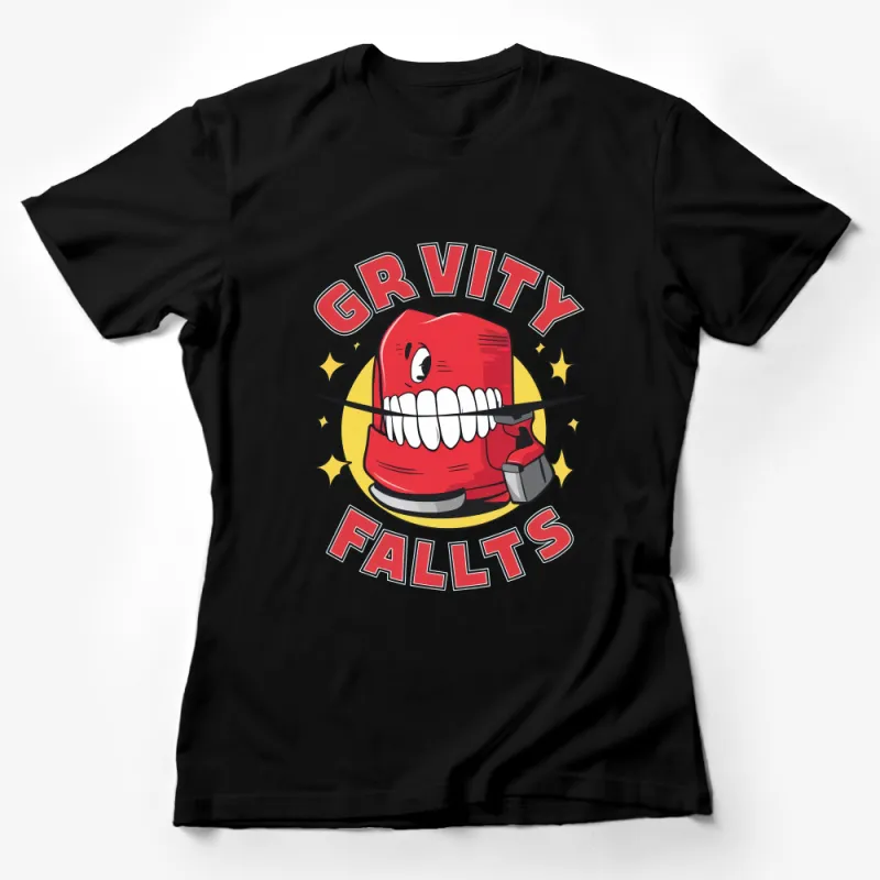 Unique Gravity Falls Inspired Red Hat Character T-Shirt, Vibrant Cartoon Graphic Tee for Fans Female T-Shirt