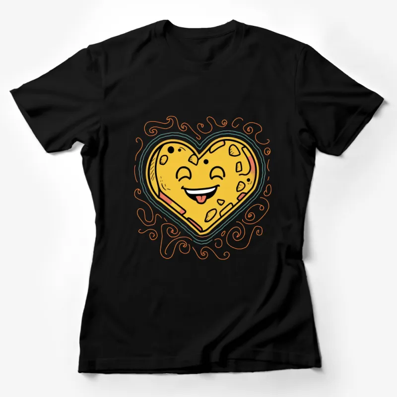 Happy Cookie Heart T-Shirt, Cute Foodie Tee, Graphic Tee for Snack Lovers, Unique Casual Shirts, Unisex Comfort Wear Female T-Shirt