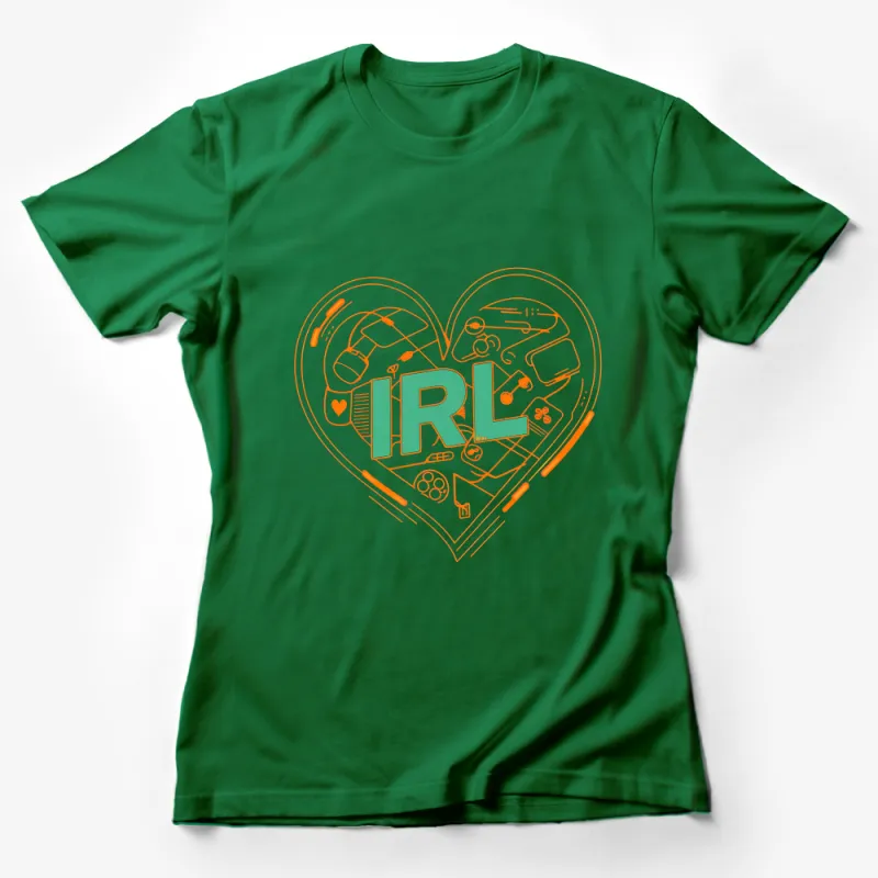 Unique IRL Heart Graphic T-Shirt, Love For Real Life Tee, Geek Chic Apparel, Unisex Shirt for Gamers Female T-Shirt