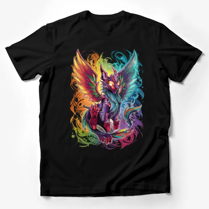 Colorful Mythical Phoenix Graphic Tee, Vibrant Fantasy Bird Artwork, Unisex T-Shirt, Unique Designer Tee, Artistic Clothing Gift Male T-Shirt