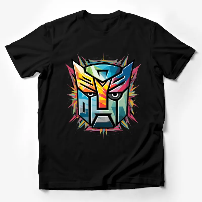 Colorful Geometric Lion Head T-Shirt, Abstract Animal Design Tee, Artistic Graphic Shirt for All Ages Male T-Shirt