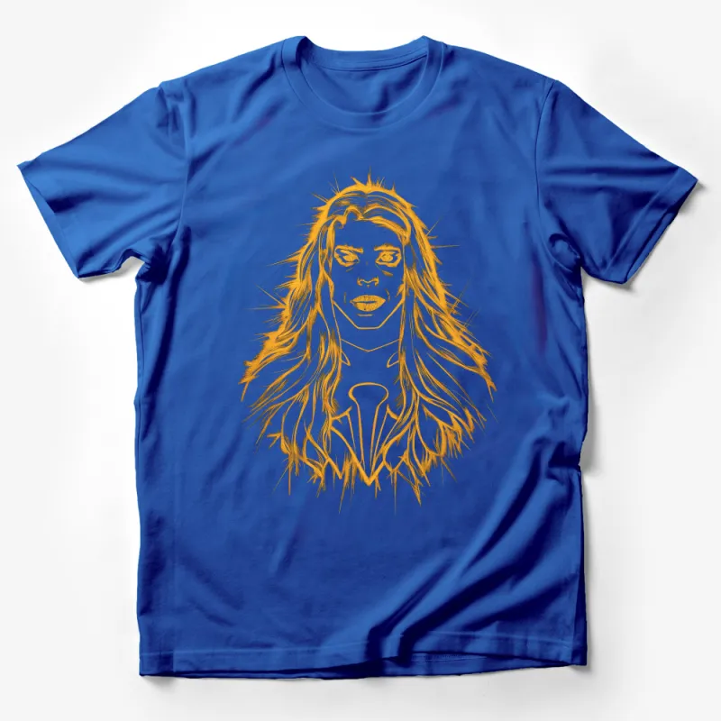 Unique Golden Line Art Woman Portrait Casual Wear T-Shirt, Artistic Graphic Tee, Stylish Feminine Top Male T-Shirt