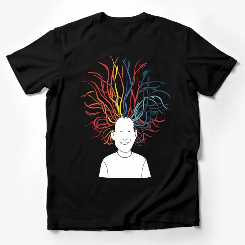 Vibrant Colorful Abstract Hair Design Unisex T-Shirt, Artistic Apparel for All Ages Male T-Shirt