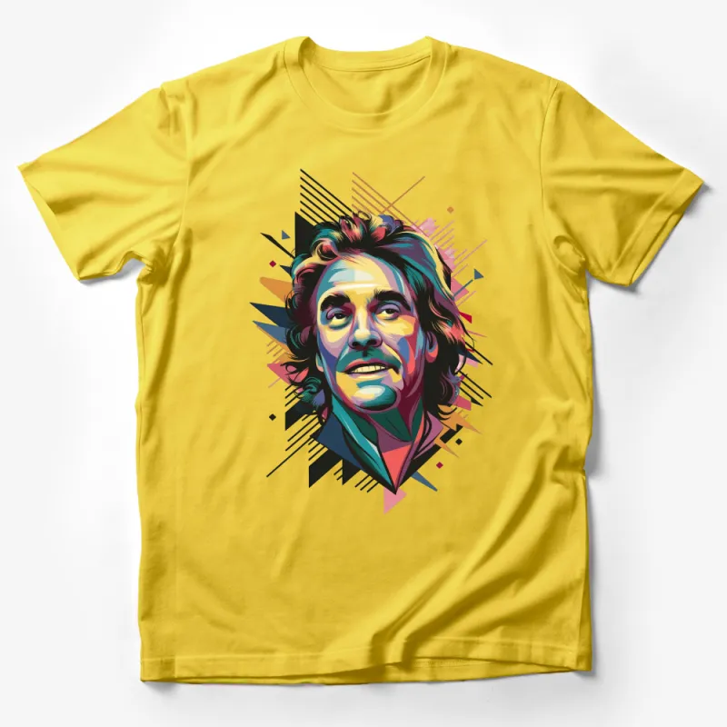 Abstract Portrait Colorful T-Shirt, Artistic Face Print Tee, Geometric Vibrant Graphic Shirt, Unisex Clothing Male T-Shirt