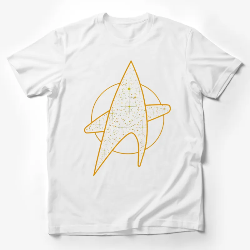 Unique Golden Starfleet Insignia T-Shirt, Sci-Fi Design Fans Apparel, Great for Casual Wear Male T-Shirt