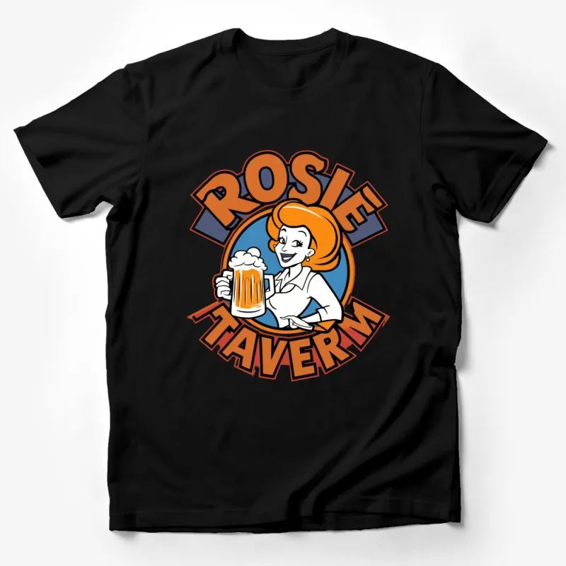 Rosie's Tavern Retro Style T-Shirt with Classic Beer Mug Graphic for Pub Lovers Male T-Shirt