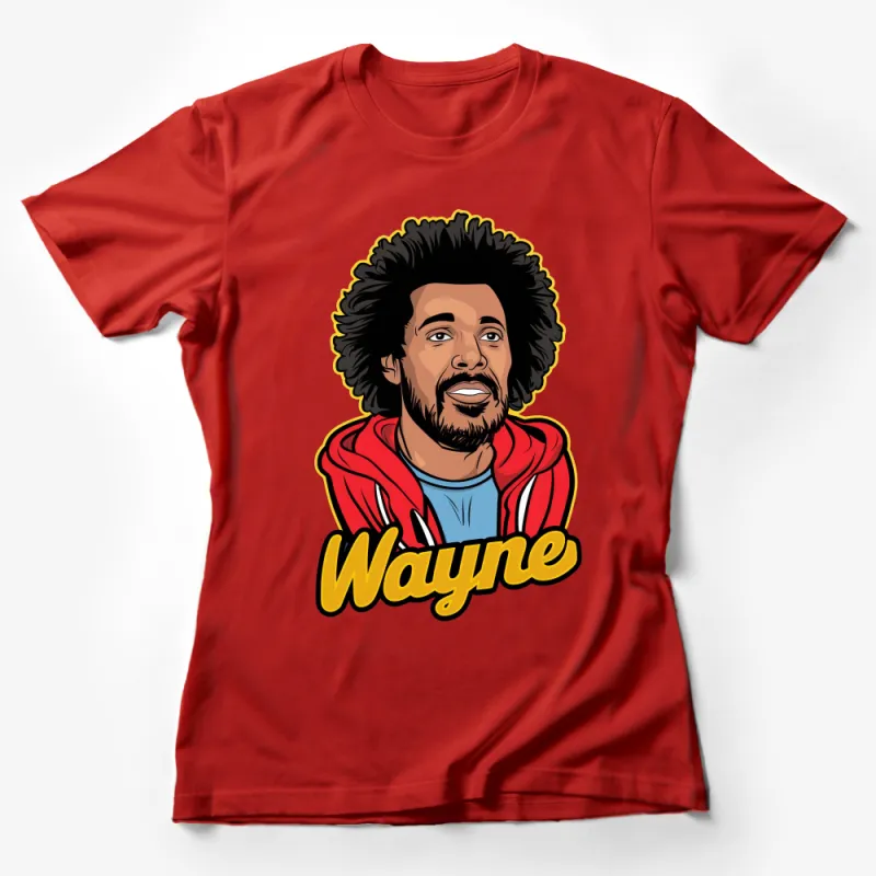 Unique Wayne Graphic Tee, Stylish Illustrated Portrait, Unisex Casual Wear Female T-Shirt